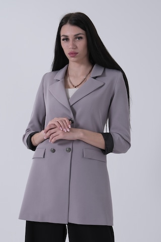 Feminist Gri Astarlı Düğme Kapamalı Blazer Ceket 0105123.06 Gri