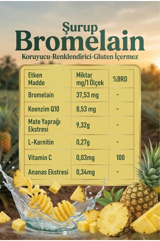 Şifakür Bromelain Şurubu Ananas L-karnitin C Vitamini 250ml Günlük Destek