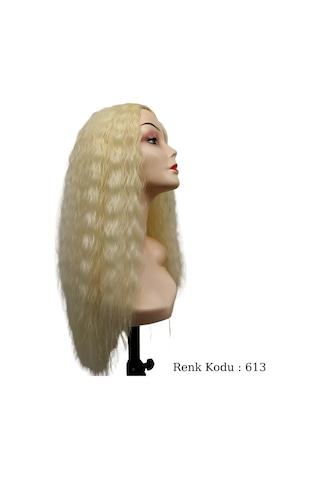 Peruk Ankara Fiber Sentetik Afro Su Dalgası Peruk Açık Platin No-613