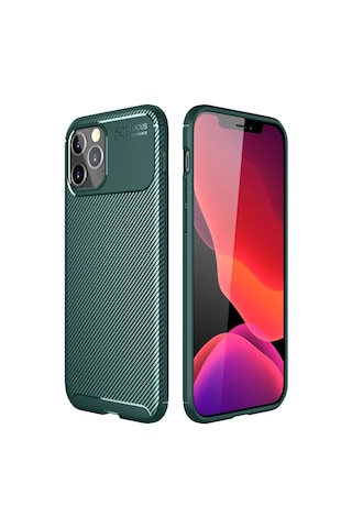 Northcity Apple İphone 11 Pro Max Uyumlu Kılıf Auto Focus Karbon Kapak - Yeşil