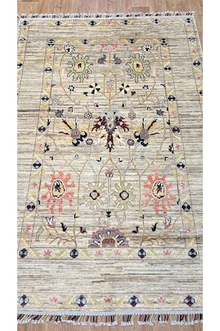 El Dokuma Afghan Halısı Bej