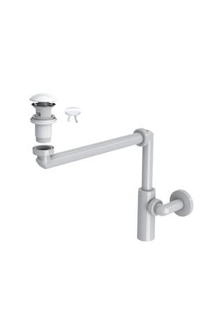 Suera Luna Yer Tasarruflu Lavabo Sifonu + Elixir Pop-up Set Parlak Beyaz - Taşma Delikli