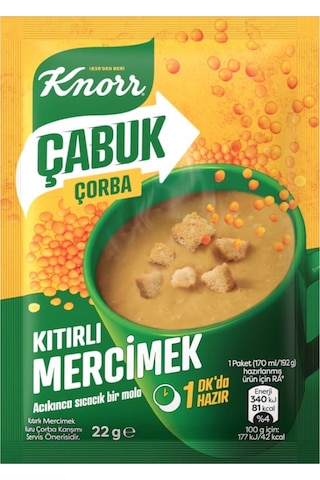 Knorr Çabuk Çorba Kıtırlı Mercimek 22 Gr X 24 Adet