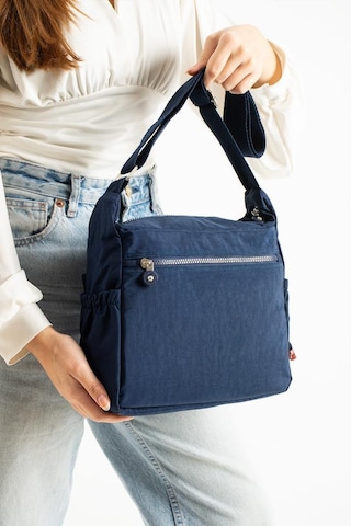Baginn Kadın Postacı Çanta Hafif Klinkır Kumaş Çok Cepli Çapraz Askılı Omuz Çantası 30 25 Cm Günlük Çanta Lacivert