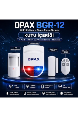 Opax Bgr-12 Wifi Kablosuz Alarm Sistemi 96 Bölge Desteği 1 Yıl Ahm
