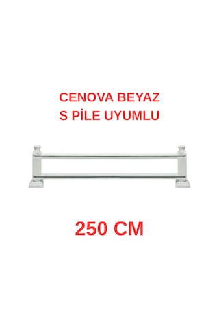 Cenova S Pile Ve Perde Düğmesi Uyumlu Çetray Çift Raylı Modern Ahşap Rustik Beyaz 250 Cm Beyaz