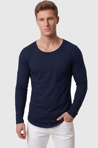 Rizzup Erkek Lacivert %95 Pamuk Slim Fit Kesik Açık Yaka Likralı Penye Sweatshirt Oval Kesim 2602299