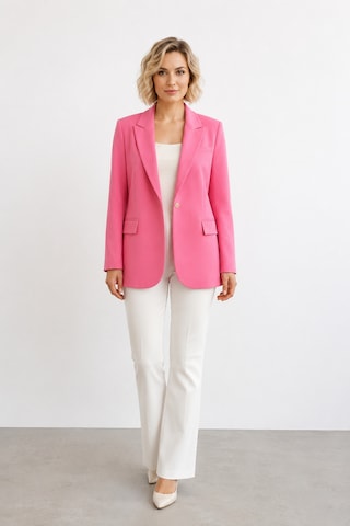 Bihan Store Kadın Kruvaze Tek Düğmeli Blazer Ceket Y26-421 - Pembe