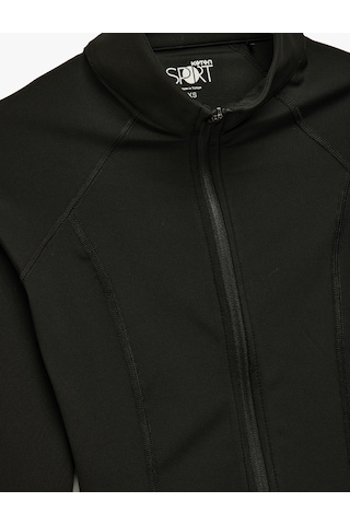 Koton Fermuarlı Uzun Kollu Dik Yaka Slim Fit Spor Sweatshirt Siyah 6wak10164nk Siyah