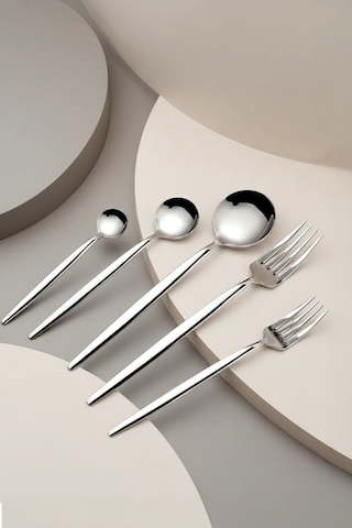 Kitchen Life Paris 60 Parça12 Kişilik Paslanmaz Çelik Çatal Kaşık Takımı - 18/10 Çelik Gümüş