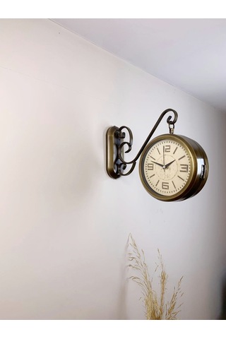 Eskitme Metal Old İstasyon Saati 36 X 25 Cm