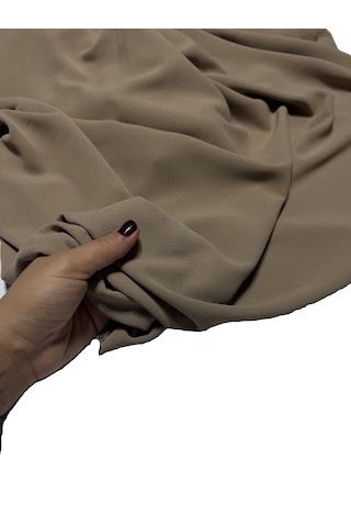 Dökümlü Likralı Kumlu Krep Kumaş 150 Cm En Kırışmaya Dayanıklı, Elbise Ve Giyimlik Kumaş Vizon