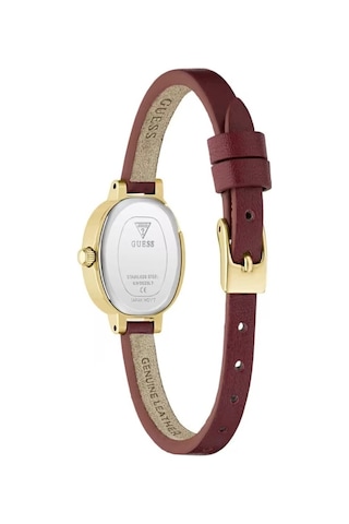 Guess Gugw0925l7 Bordo Deri Kordon Oval Kadın Kol Saati Altın