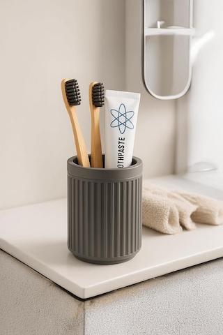 Banyo Takımı Diş Fırçalık Sıvı Sabunluk Katı Sabunluk 3'lü Set Gri Çok Renkli
