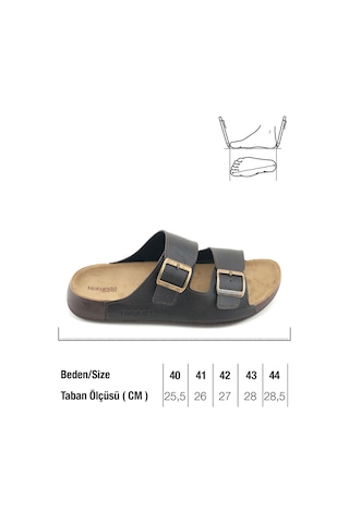 Gezer Naturela Comfort Erkek Yazlık Suni Deri Çift Toka Ayarlanabilir Rahat Taban Günlük Terlik Kahve