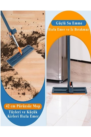 Kendinden Sıkmalı Mop Ve Tekerlekli Katlanabilir Kova Seti 1 Adet Yedek Mop Hediyeli Lüks Mop Seti Silikon Kova Temizlik Seti Büro Ofis Ev