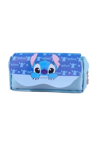 Sevimli Çizgi Film Karakterli Stitch Desenli Okul Kırtasiye Malzemeleri İçin Şık Ve Kullanışlı Kalem Kutusu MAvi