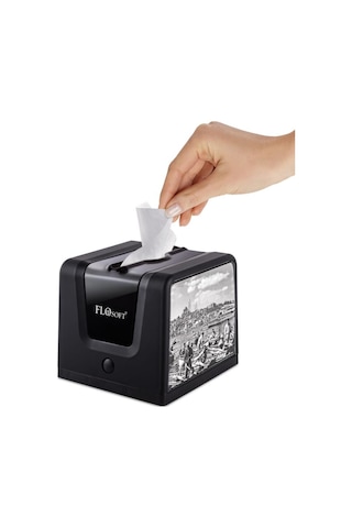 Soft Touch Kadife Desen Modern Peçetelik, Dekoratif Peçete Dispenseri Yumuşak Kaplama F268 Siyah