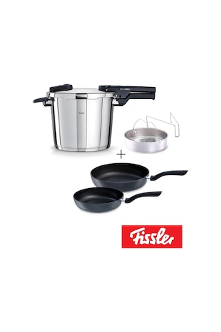 Fissler - Vitaquick Glossy 6 Litre Düdüklü Tencere + Tava Set