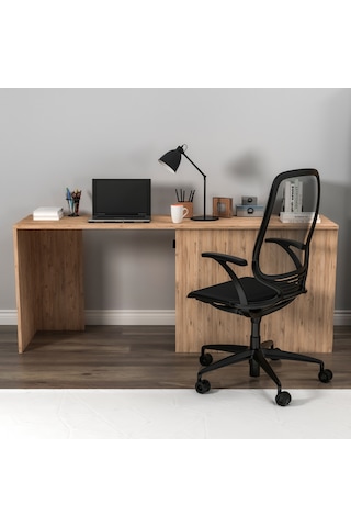 Arnetti Akser Dolaplı Geniş Çalışma Bilgisayar Masası Atlantik Çam Antrasit - Akser