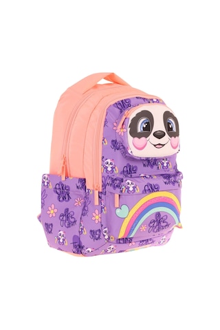 Kaukko Toys Kız Çocuk 3d Panda Şekilli İlkokul Ve Günlük Sırt Çantası - Mor Somon - L5233 Mor