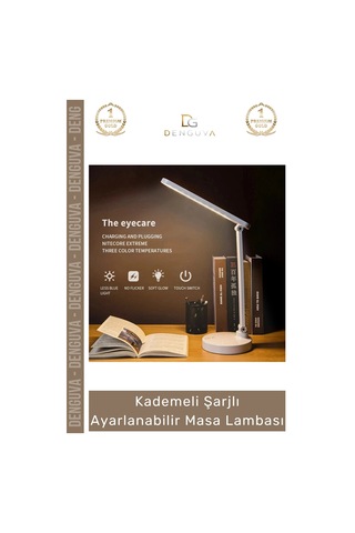 Masalambası 40 Led Dokunmatik Şarjlı Göz Yormayan Ofis Tipi Ayarlanabilir Renk Tonu Parlaklık Çok Renkli