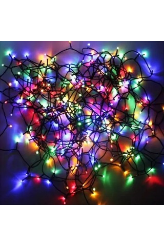 10m 100 Led Damla Uçlu Rgb Işık Siyah Kablo Çok Renkli