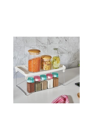 4 Adet Raf Düzenleyici Dolap İçi Organizer Metal Ayaklı 14cm X 30cm Kitlenebilen Metal Ayaklar Çok Renkli