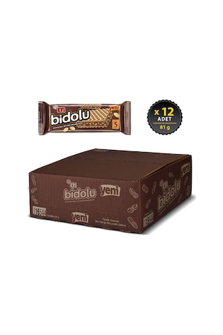 Eti Bidolu Fındık Kremalı Yer Fıstığı Parçacıklı Gofret 12 x 81 G