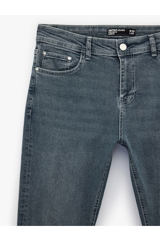 Koton Normal Bel Cepli Pamuklu Slim Fit Jean Pantolon - Brad Jean İndigo Stone 6sam40142nd İndigo - Taş