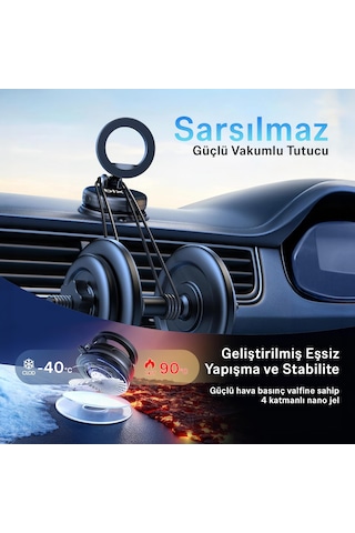 Bix Tch05 360 Derece Dönebilen Vakumlu Manyetik Mıknatıslı Araç Içi Telefon Tutucu Siyah 1 Adet