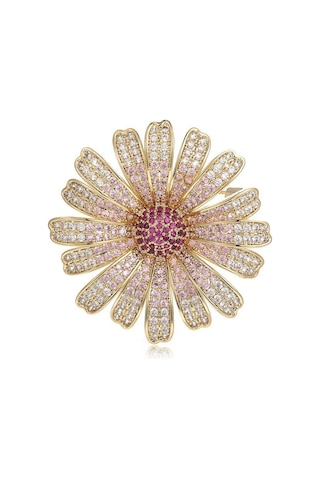 Blucome Yeni Varış Zarif Kaliteli Bakır Broş Çiçek Şekli Kadın Takım Elbise Ders Başörtüsü Pimleri Açık Pembe