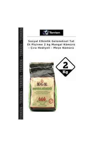 Sosyal Etkinlik Geleneksel Tat Et Pişirme 2 Kg Mangal Kömürü - Çıra Hediyeli - Meşe Kömürü