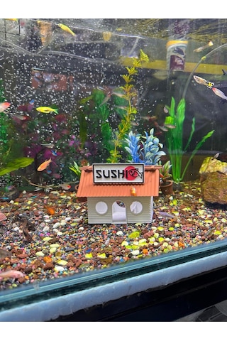 Sushi Evi - Akvaryum Dekoru - Kahverengi