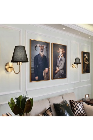 Burenze Modern Tasarım Duvar Aplik Gold Gövde Siyah Abajur