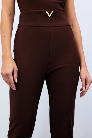 Sateen Bel Aksesuarlı Pantolon - Kahve Kahve