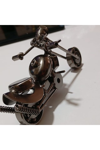 İşiye Özel İsim Yazılı Metal Motosiklet Biblo - Dekoratif Chopper Motor Maketi Masaüstü Aksesuarı