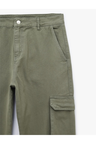 Koton Pamuklu Cepli Straight Fit Kargo Jean Pantolon Haki 6sam40324nd