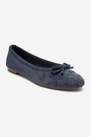 Luvishoes 03 Kot Süet Hakiki Deri Kadın Babet Ayakkabı Mavi