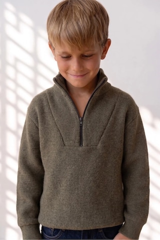 Poala Kids Selanık Yarım Fermuarlı Haki Sweat