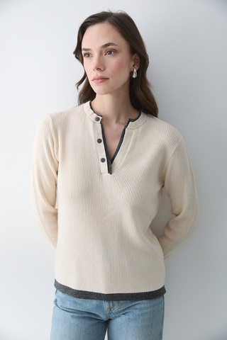 Vanilya - Antrasit 2 Patlı Düğmeli Kazak - 251023 Vanilya - Antrasir