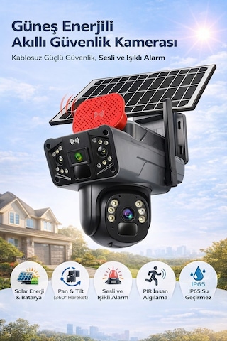 Unw-x59 2 Li 4g Solar Güvenlik Kamerası 1 Sabit + 1 Hareketli Esım Li, 20gb İnternet Dahil, 32gb Sd Kart Hediyeli, 9mp, Renkli Gece Görüşlü