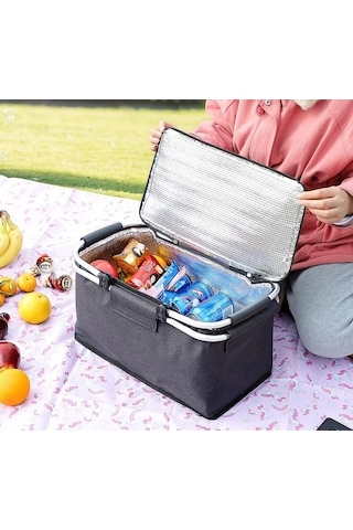 Dancemonkey Katlanır Piknik Sepeti Oxford Kumaş Yalıtımlı Sepet Çok Fonksiyonlu Piknik Çantası-kırmızı Kırmızı