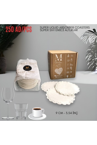 Kağıt Bardak Altlığı Çay Bardak Altlığı 90 Mm 250 Adet Beyaz