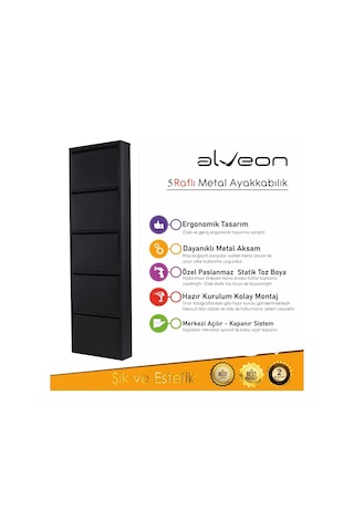 Alv-1005 Alveon Metal Ayakkabılık Siyah