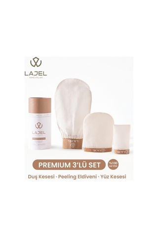 Lajel Premium 3'lü Set Beyaz Duş Kesesi