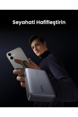 Ugreen Nexode 20.000 Mah 67w Usb-c Dahili Kablolu Hızlı Şarj Powerbank, 55996b Gri