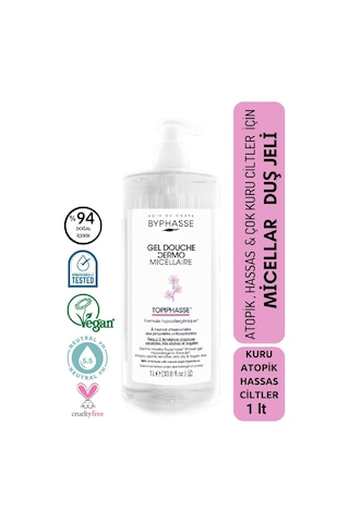 Byphasse Dermo Micellar Topiphasse Atopik Hassas Ve Çok Kuru Ciltler İçin Misel Duş Jeli 1 L
