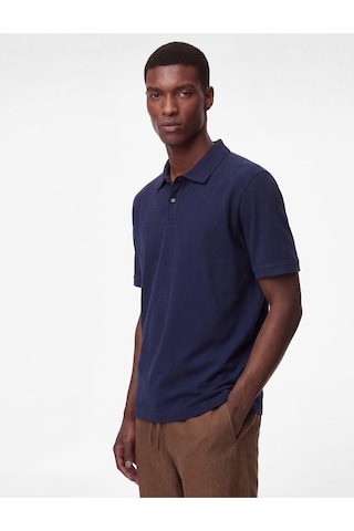 Koton Pamuklu Kısa Kollu Pike Kumaş Düğmeli Polo Yaka Slim Fit Tişört Lacivert 6sam10293mk