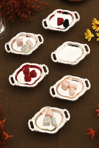 Mucit Home Mini Kulplu Oval Model Ayaklı Lokumluk 6'lı Takım Renkli